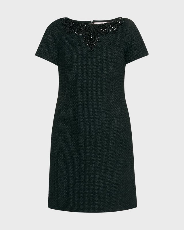 Embroidered Mini Shift Dress